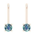thumbnail image 3 of 0.2 ct Lever-Back Drop Dangle Earrings for Women | 3.0mm Round Cut Blue Moissanite | 14K Rose Gold, 3 of 5