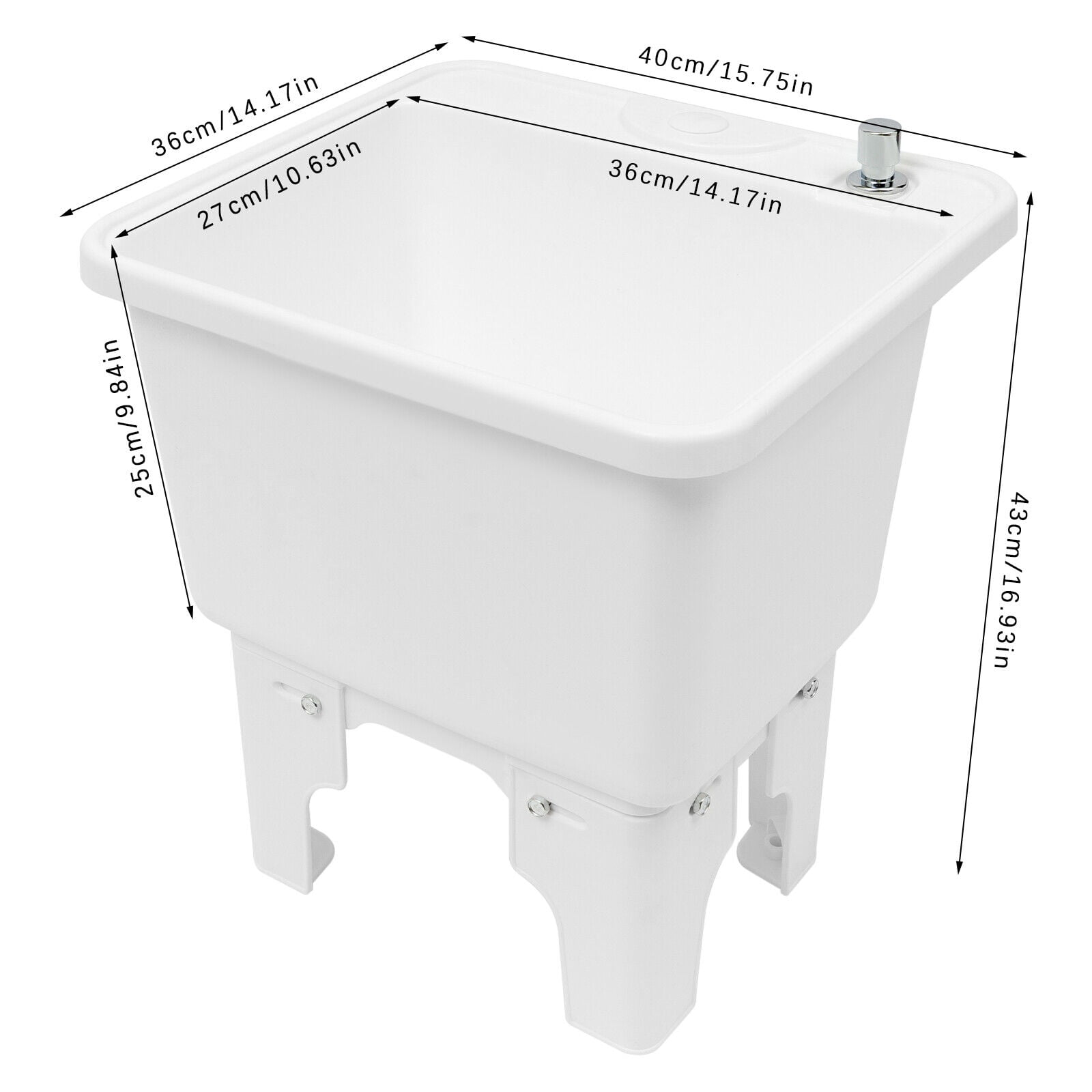 Commercial Mop Sink with One-Touch Drain, Large Diameter Debris-Filtering Outlet, Smooth Edges for Safety, Ideal for Bars, Patios, and Janitorial Closets