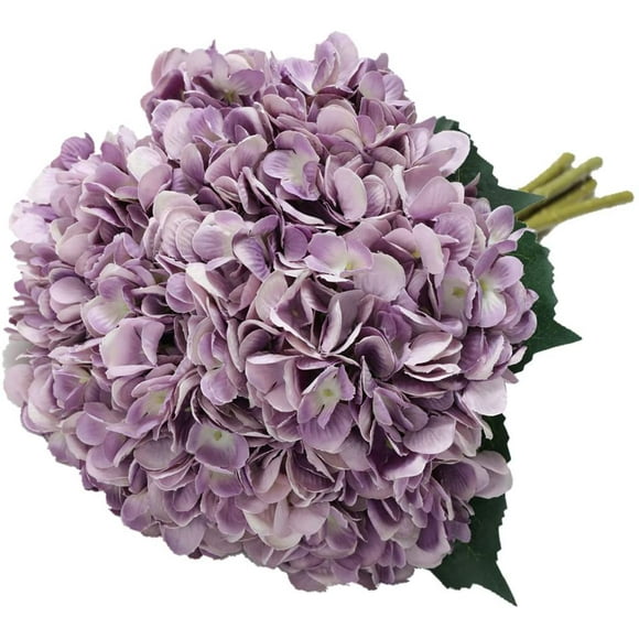 Fleur d'hydrangea Artificielle de, 5 PCS Simples Longues Soie Tige 6,3 Pouces tête Hortensia Bouquets pour Le Mariage, la Maison, hôtel, décoration de fête, Arrangement Floral(Violet)