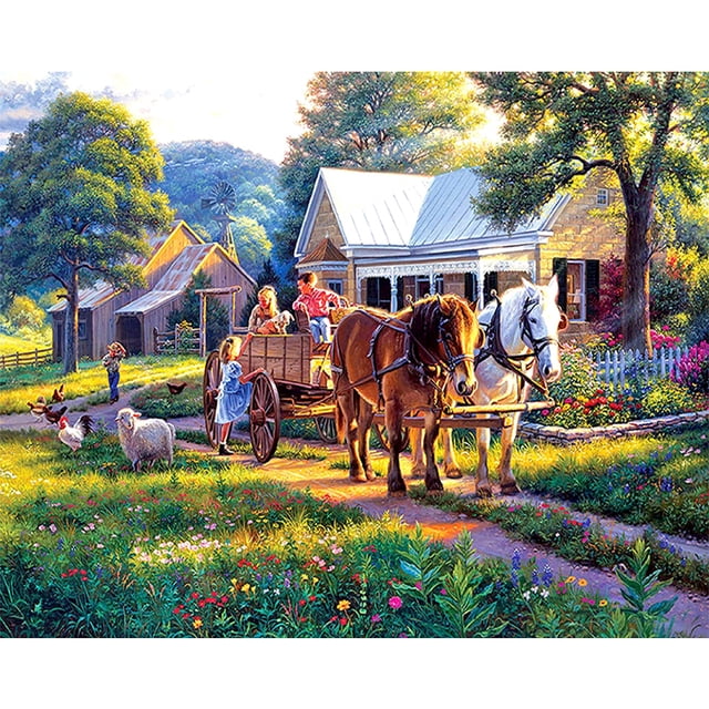 Cuadros Decorativos Kit de pintura DIY por número, paisaje de granja, sin marco para decoración del hogar, regalo de arte Sywqhk Nuevos Originales