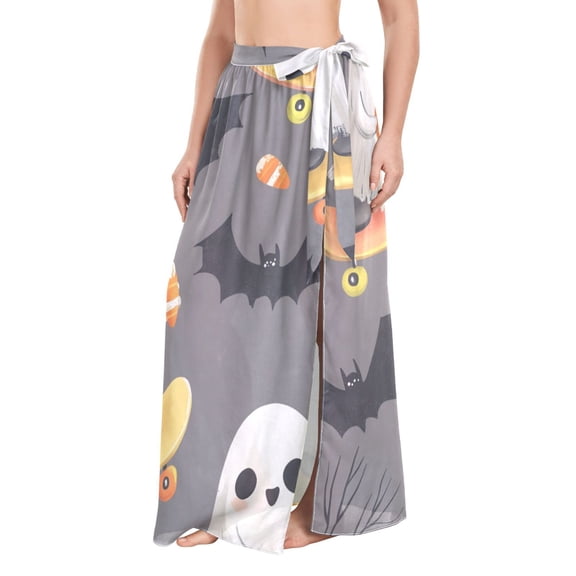 FORMRS Womens Beach Sarong Semi-Sheer Bikini Wrap Skirt Swimsuit Cover-ups, Cute Ghosts
