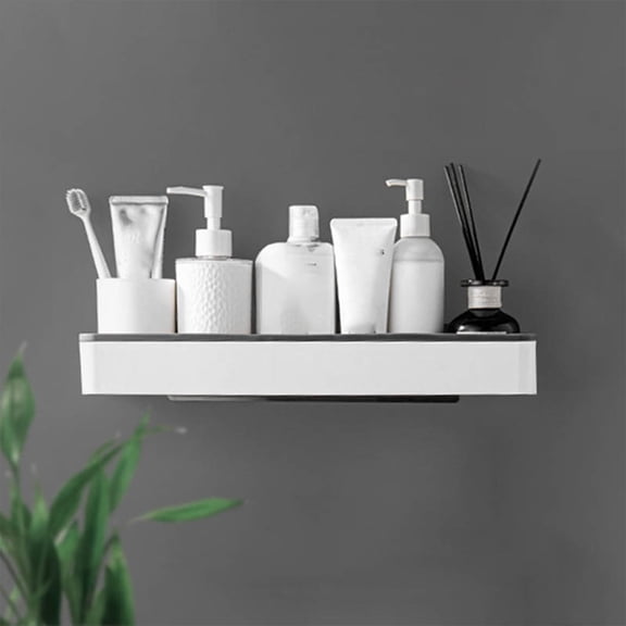 Bathroom Toilet Shelf Wall Mounted Storage Organizer | No-Drill Installation, Heavy Duty Load Bearing Plastic, Widened Gray 16.3" Ventilated Rack, Guard Rail Secure