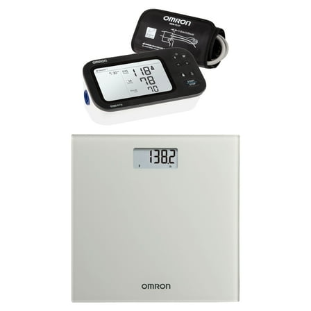 Omron 7 Series Upper Arm Blood Pressure Monitor and Digital Scale with Bluetooth Connectivity Kit