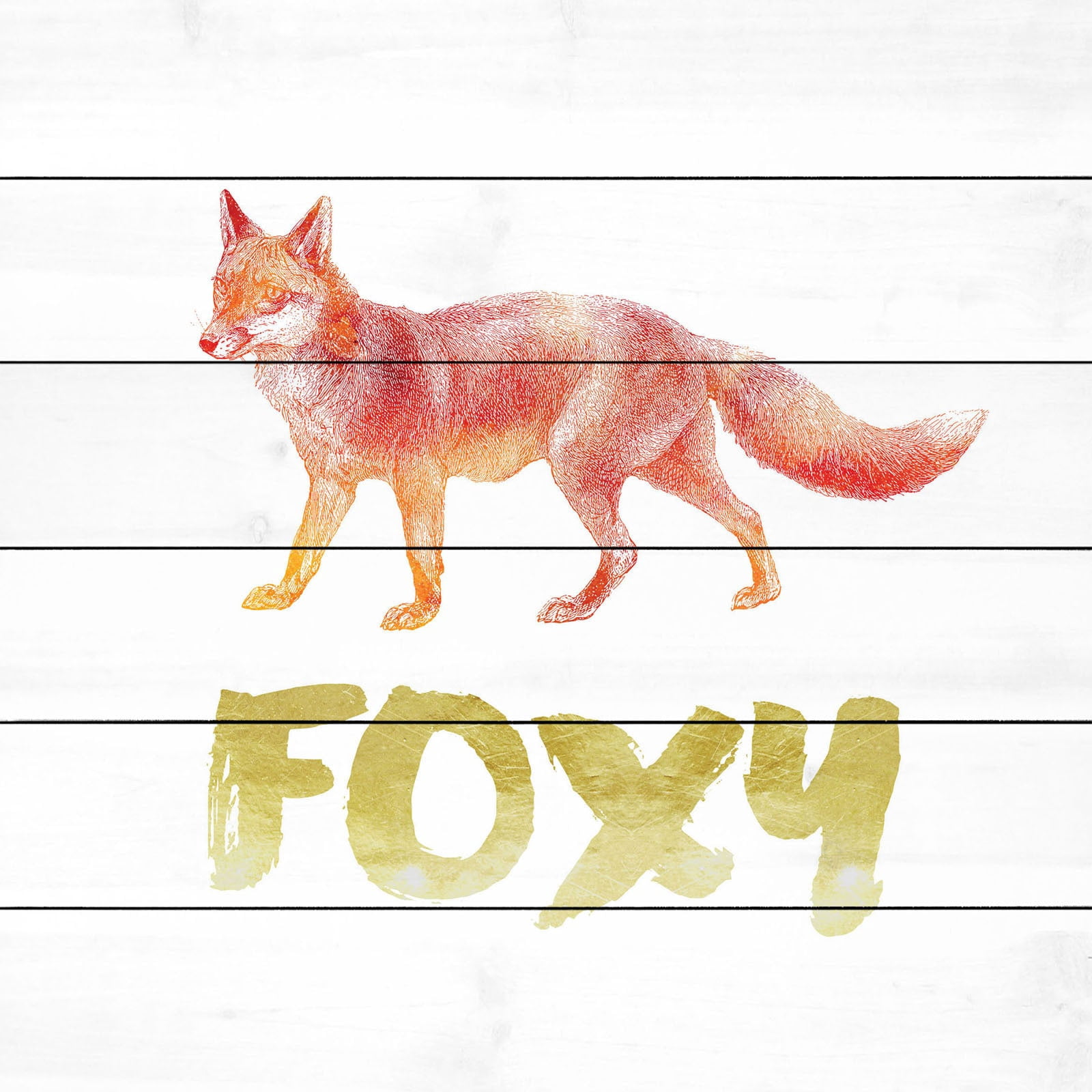 "Foxy" Painting Print on White Wood