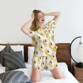thumbnail image 5 of Uemuo a banana blowing air kisses Pattern Women's Short-Sleeved Pajama, Button-Front Loungewear, 2-Piece Summer Sleepwear, Elastic Drawstring Shorts-3X-Large, 5 of 6