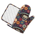 thumbnail image 2 of Kll Skulls And Flowers Oven Gloves And Pot Holders Grill Gloves - Oven Gloves And Pot Holders, Non-Slip Cooking Gloves With Recycled Pads, 2 of 9