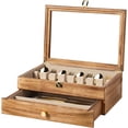 thumbnail image 1 of Fine Silverware Box with Glass Lid -Layer Wooden Silverware Chest with Drawer .脳. Luxury Style Decor Flatware Storage Case for Home&Restaurant Idea (Walnut), 1 of 9