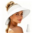 thumbnail image 2 of Summer Hollow Top Sun‑Shade Hat for Ladies Large Brim Breathable Packable Visor Cap Beach Vacation Driving Shopping Headwear, 2 of 4
