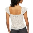 thumbnail image 5 of KelaJuan Women Summer Cap Sleeve T-Shirts Basic Floral Lace Party Crop Tops Blouse Clubwear, 5 of 6