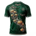 thumbnail image 3 of Men's Halloween Shirts Pumpkin Spooky Ghost Print Short Sleeve Tops Lightweight Crewneck Muscle T-Shirt Fall Halloween Costumes,Dark Green,2XL, 3 of 3