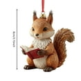 thumbnail image 3 of Forest Reading Animals Christmas Ornaments, 3.15 Inch 2D Acrylic Bookworm Animal Decorations, Cute Woodland Creature with Books Hanging Ornaments for Xmas Tree Home Party Decor -1 PCS, 3 of 5