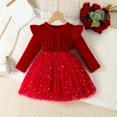thumbnail image 2 of Wxirdrow Toddler Girls Dress, Cotton Christmas Fall Winter Long Sleeve Princess Dresses for Childs Girls Red,18-24 Months, 2 of 9