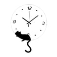 thumbnail image 1 of Reloj de pared con diseño de gato, decoración sencilla, silenciosa, versátil, arte de dibujos animados, moderno, lindo y creativo. Gato inferior izquierdo, 1 of 9