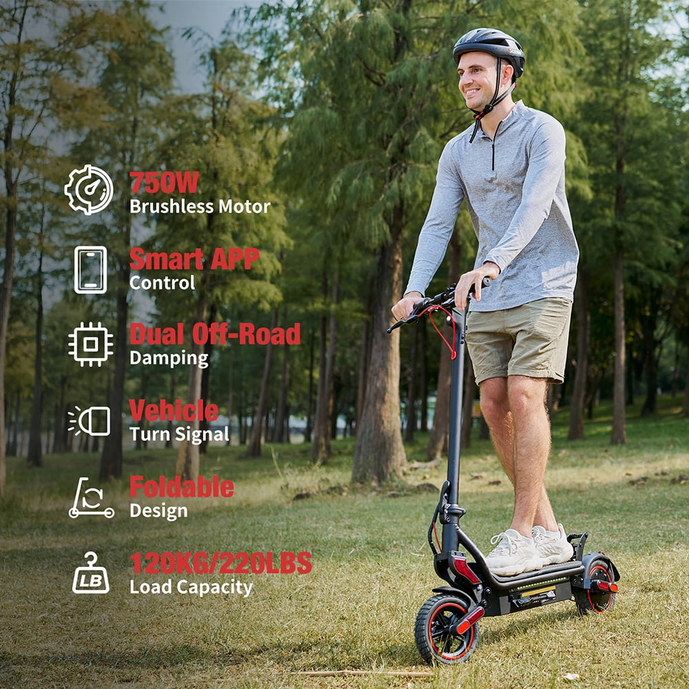 Rolldustry R8 Electric Scooter for Adults, 750W 9.3" Tire, Max 25 Mph Speed 26 Miles Range E scooter with Ambient Lighting, Suspension Systems