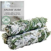 3 Pack Mixed White Sage and Cedar Leaves Smudge Sticks | Grown in California Smudge Bundles with Herbs Smudge Guide Included