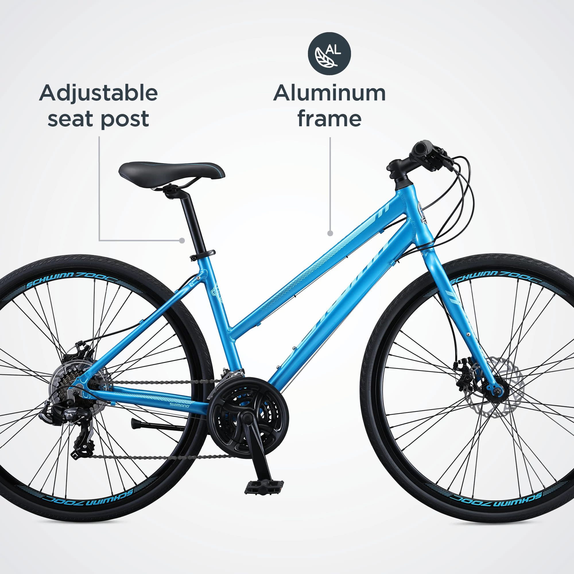 Schwinn Volare 1200 Womens Hybrid Bike, 21 Speeds, 700c Wheels, Ages 14 and up, Blue