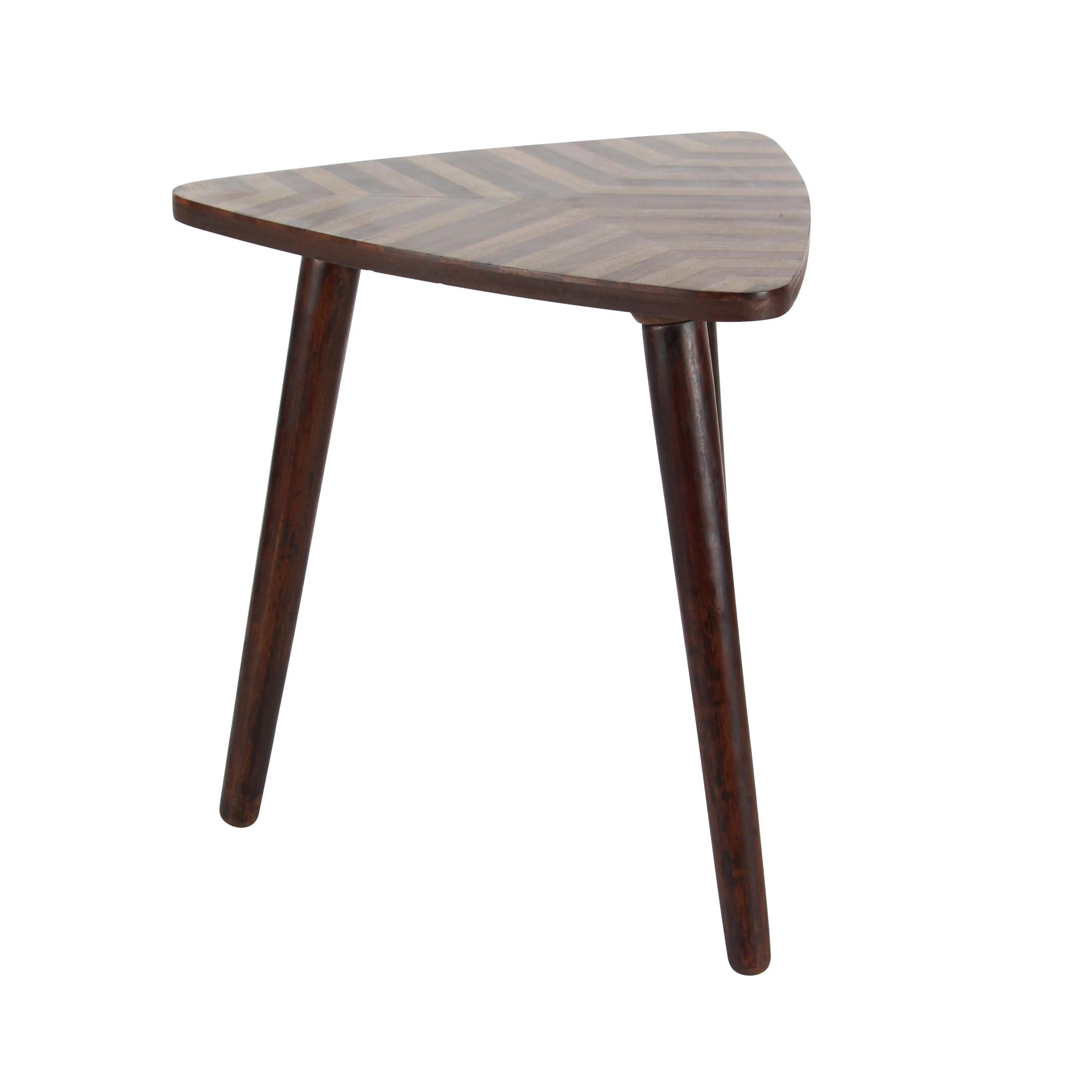 DecMode 20" x 22" Brown Mango Wood Handmade Accent Table with Wood Inlay, 1-Piece