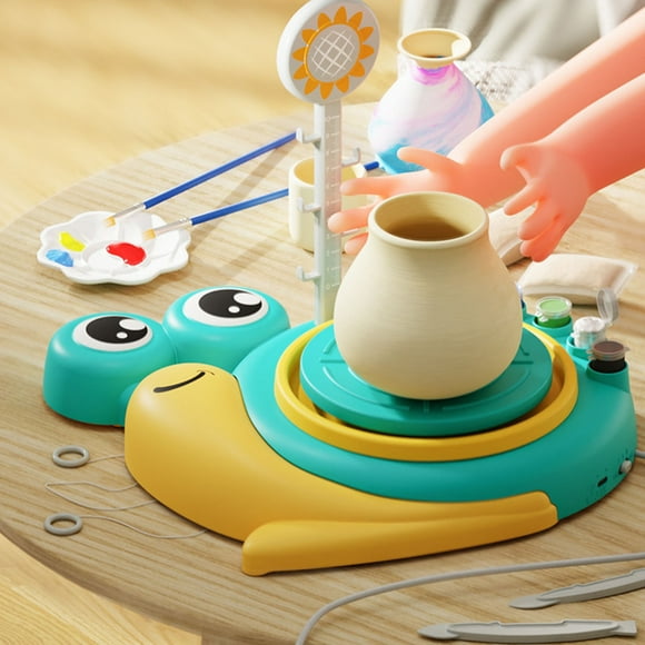 Kids Pottery Wheel Art Studio Set - Complete DIY Ceramic Crafting Kit with 6 Colors, USB-Powered Wheel, Tools & Clay - Educational Arts & Crafts Activity Set for Children Ages 8-12 - Perfect Birthday
