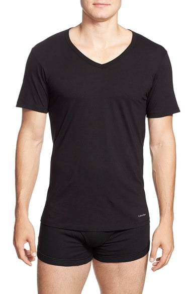 calvin klein black v neck t shirts