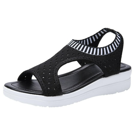 

Penkiiy Women Walking Sandals Arch Support Orthotic Comfortable Plantar Fasciitis Sandals Non-slip Casual Open Toe Sport Sandals for Athletic Summer Beach 43 Black