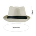 thumbnail image 6 of Women Men Hat Unisex Casual Contrast Color Curled Brim Braided Sunscreen Foldable Outdoor Travel Panama Cowboy Headwear, 6 of 7