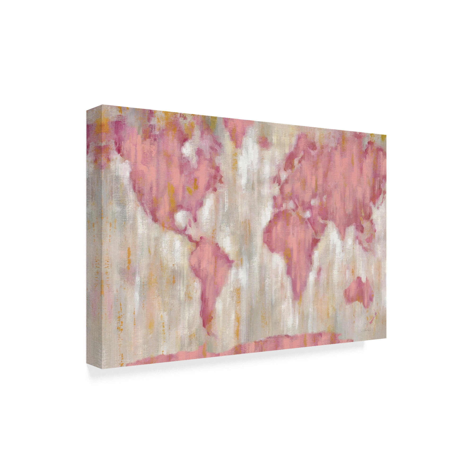 Trademark Fine Art 'Blushing World Map v2 Crop' Canvas Art by Silvia Vassileva