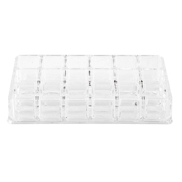 EeaseMX Estante de almacenamiento de 18 rejillas para lápices labiales, organizador de cosméticos transparente, expositor de escritorio para lápices labiales.