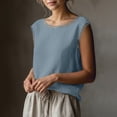 thumbnail image 4 of Sevevn Women's Lace Trim Sleeveless Tank Top Round Neck Casual Blouse Light Blue XL, 4 of 7
