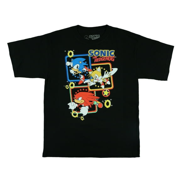 Sonic The Hedgehog T-Shirt Boys' Knuckles Tails and Sonic Short Sleeve Tee