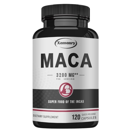 Maca Capsules 3200mg - Assists with Stress, Mood & Thyroid, Endurance Enhancement - High Efficiency - 120 Capsules