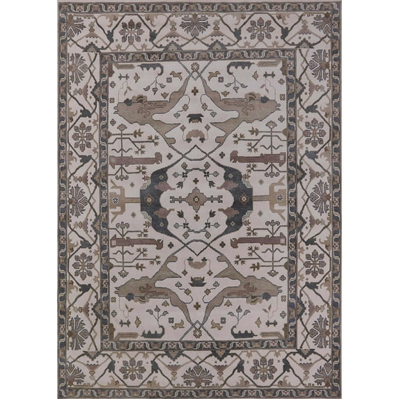 Ahgly Company Indoor Rectangle Mid-Century Modern Silver Pink Pink Oriental Area Rugs, 6' x 9'