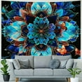 thumbnail image 4 of ONETECH Blue Mandala Tapestry Psychedelic Bohemian Tapestries Hippie Moth Wall Decor Aesthetic Floral Tapestry Sun And Moon Tapestry Wall Hanging for Bedroom, 4 of 6