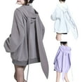 thumbnail image 2 of Aellinatey Women Long Sleeve Oversized Jackets Long Rabbit Ears Zip Up Hoodie Sweatshirt, 2 of 13