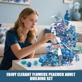 thumbnail image 5 of GOQI Blue Flowers Peacock Building Set for Adults - Creative Animal Botanicals Peacock Bird Toy Home Office Art Deocr, Compatible with Lego, Romantic Gift for Teens Women Girls 14+ (2470 PCS), 5 of 8