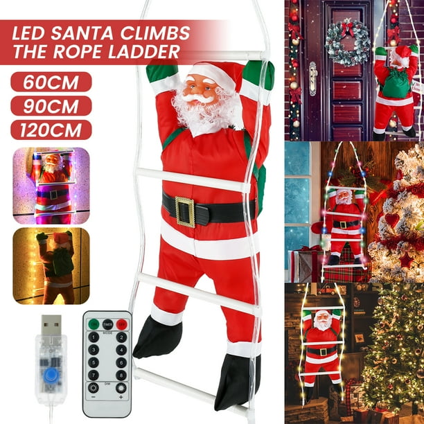 Hotbest 60 90 1cm Christmas Climbing Ladder Santa Climbing Santa Claus Doll Led Christmas Decoration For Hanging Ornament Tree Indoor Outdoor Garden Decoration Walmart Com