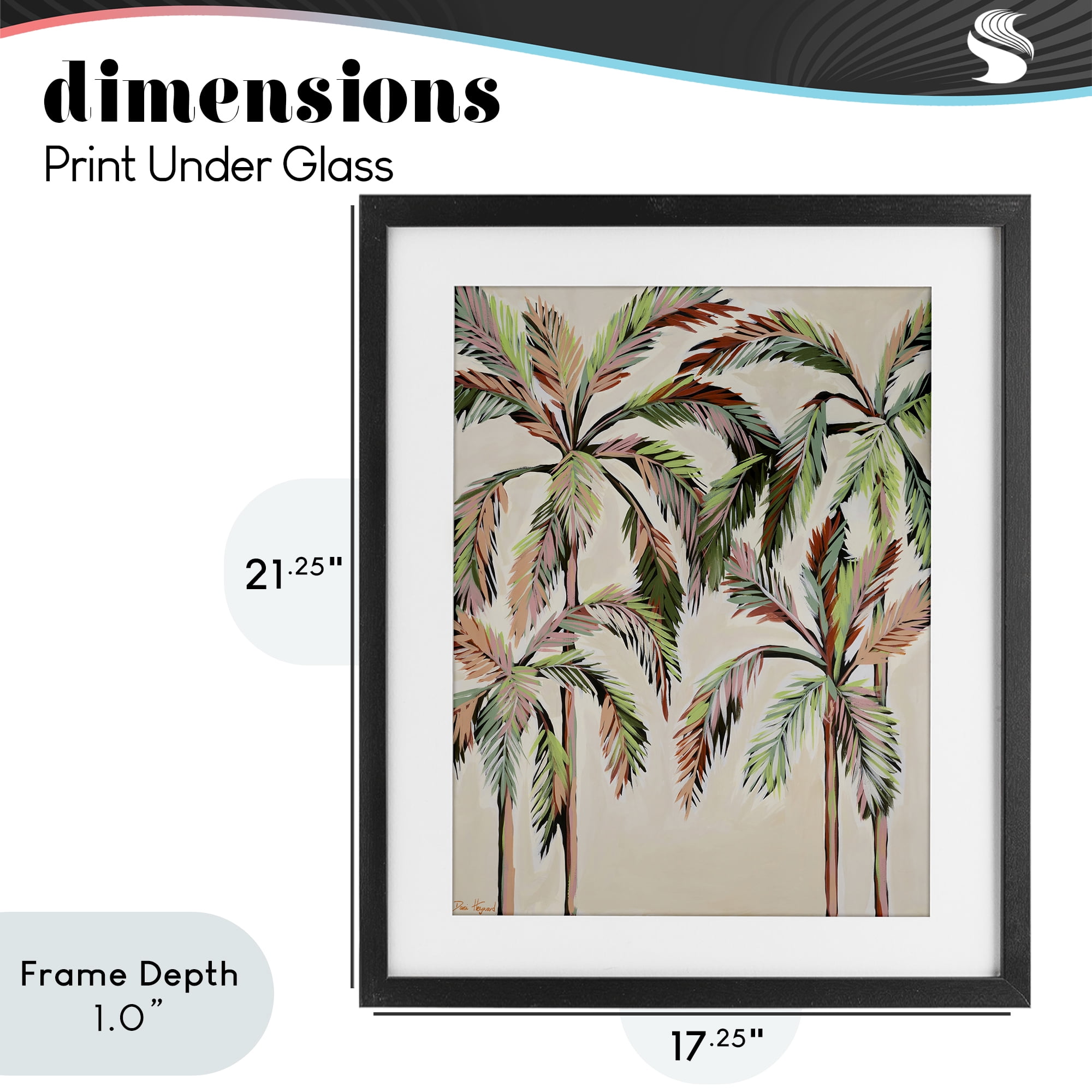 Stupell Industries Blushing Palm Tree Canopy Black Framed Print Under Glass, design by Dani Heyward