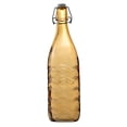 thumbnail image 1 of Botella de Vidrio Grueso, Tapa de Goma con Cierre Hermético Reutilizable, Envase de Vidrio Transparente con Relieve, 1 Litro, Olas Amarillo, 1 of 4