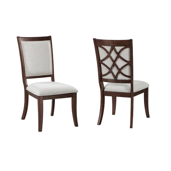 JERFIT Traditional Dining Chairs Set of 2, Cherry Finish Wood Upholstered Side Chairs for Dining Room