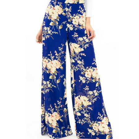 Women's High Waist Floral Palazzo Wide Leg Indian Loose Culottes Pants