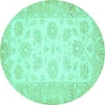 thumbnail image 1 of Ahgly Company Machine Washable Indoor Round Oriental Turquoise Blue Traditional Area Rugs, 8' Round, 1 of 4