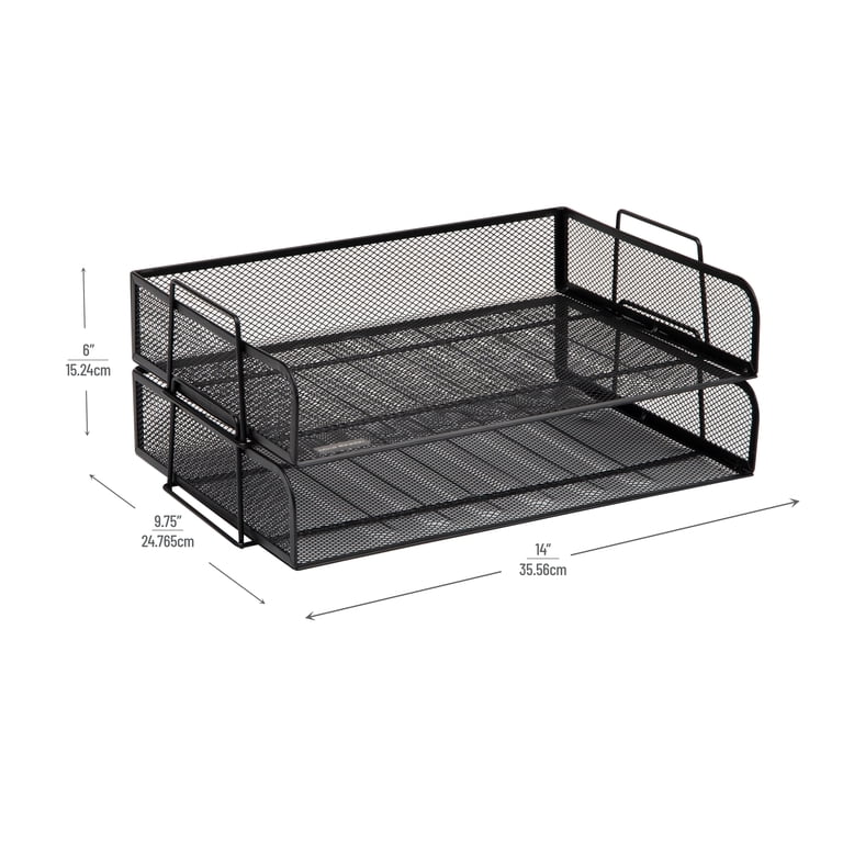 Mind Reader Stackable Paper Tray, 2-Piece Metal Organizer photo 3