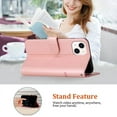 thumbnail image 3 of for iPhone 13 Wallet Case,for iPhone 14 Wallet Case,[Wrist Strap][Card Holder/Cash Slots][Kickstand] Premium PU Leather Magnetic Phone Case Flip Cover Protective for iPhone 13/14 (Rose Gold), 3 of 14