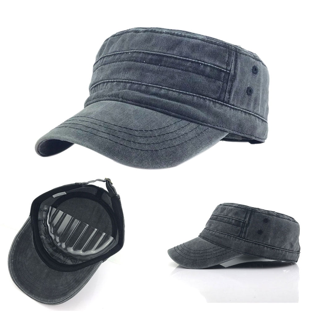 Men Washed Cotton Cadet Hat Adjustable 