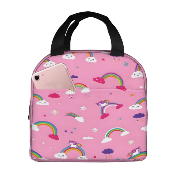 Rainbow Unicorn Lunch Bag Reusable Thermal Lunch Box with Handle for Women and Men
