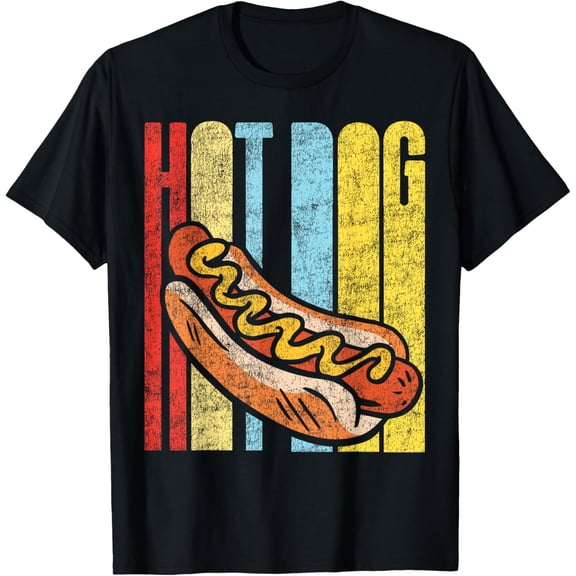 Hot Dog Adult Retro Vintage Hot Dog T-ShirtMen and women, Black T-shirt, size: Extra large