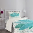thumbnail image 3 of Ambesonne Leaf Quilted Bedspread Set 2 Pcs, Mandala Lotus Pattern Art, Twin Size, Sky Blue Teal, 3 of 5