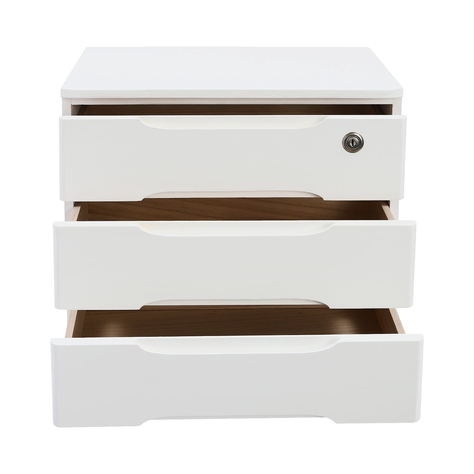 ToppiJoy 3-Tier Wooden Desktop Storage Box with Lockable Drawers, Modern Tung Wood Desk Organizer, Bamboo Storage with Keys (White)