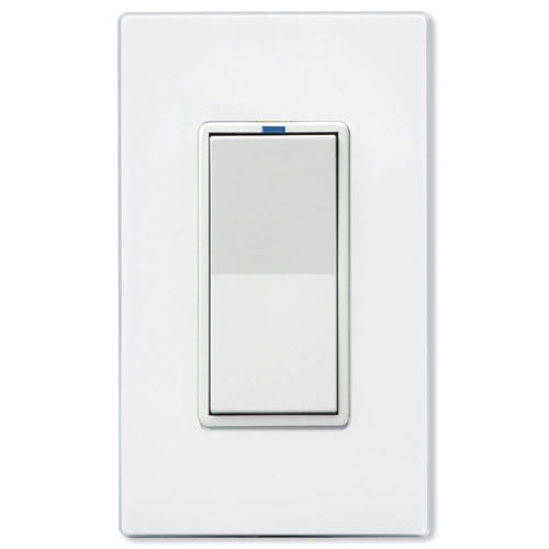 Powerline Control Systems WS1R-15-W Single Relay Wall Switch, White - 15Ah
