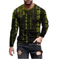 thumbnail image 3 of Tawop Mens Casual Shirts Crew Neck Long Sleeve Pullover Graphic Casual Yellow 2XL, 3 of 5