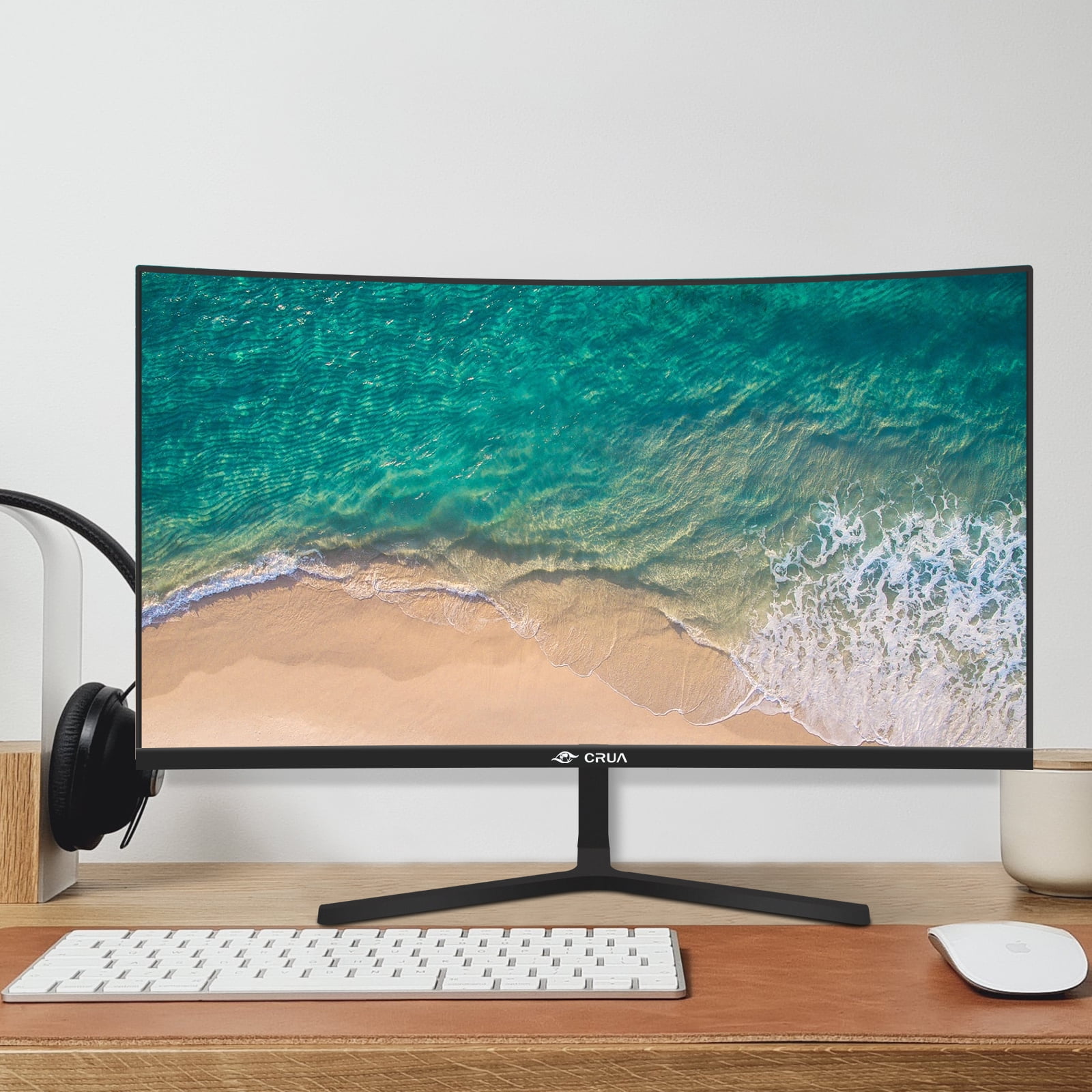 CRUA 24 "100Hz Curved Monitor,FHD (1920×1080) 99% sRGB Coimputer Montor,Thin Bezel, Wall Mountable & Tilt Adjustable,Black